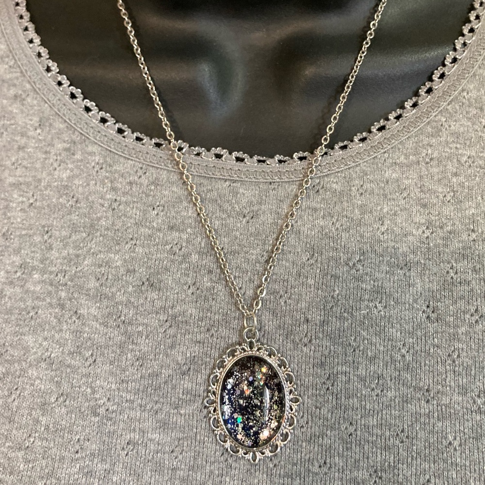 Galaxy hand-painted pendant